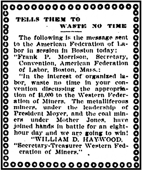 BBH to AFL re CO, WFM, UMW, Mother Jones, Dnv Pst p2, Nov 13, 1903