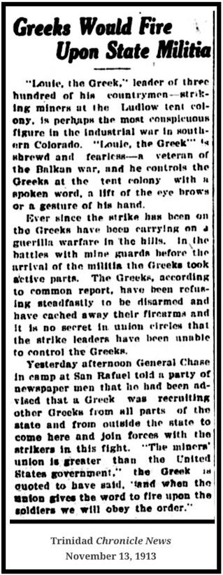 Louie the Greek re Tikas, TCN p1, Nov 13, 1913