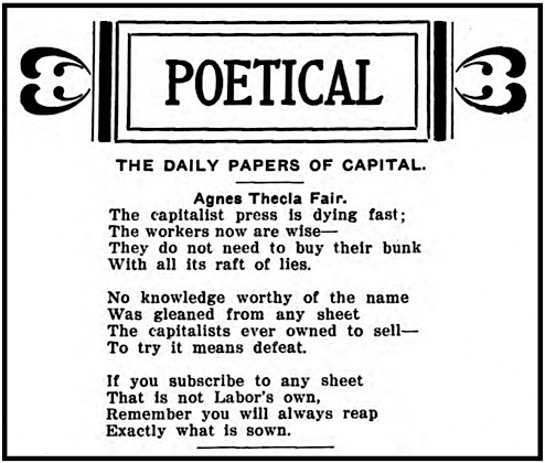 POEM Agnes Thecla Fair re Kept Press, Mnrs Mag p14, Sept 18, 1913