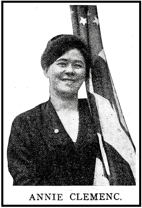Annie Clemenc w Flag, ISR p342, Dec 1913
