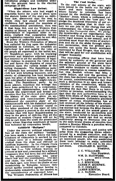 WFM Ex Brd Statement re Colorado Miners Strikes cont, DP p5, Dec 5, 1903