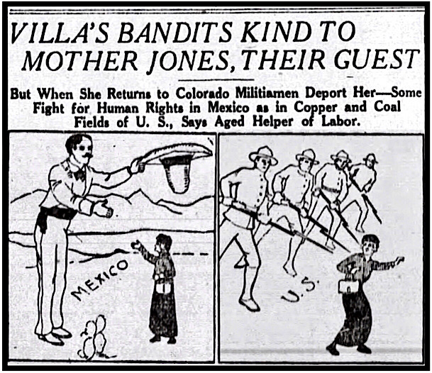 HdLn Mother Jones and Villa and Bandits, Omaha Dly Ns p7, Jan 11, 1914