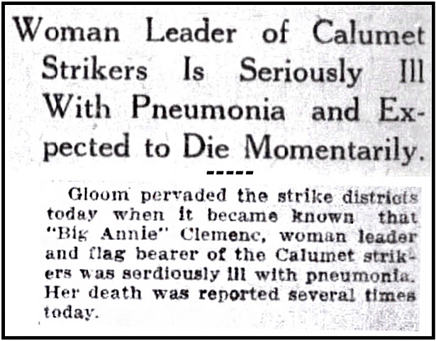 Annie Clemenc Ill in Calumet, Dayton OH Dly Ns p21, Jan 18, 1914