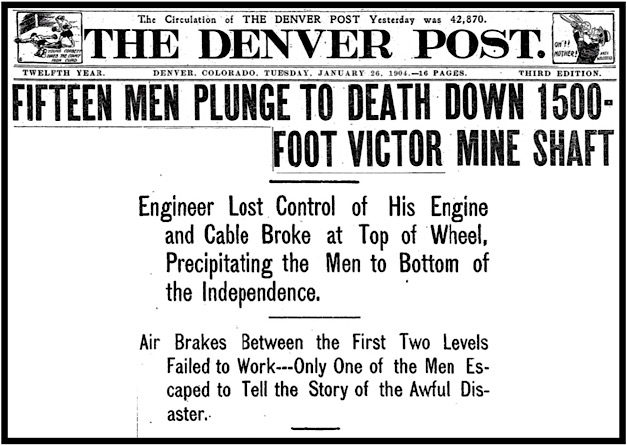 Victor CO, Stratton Independence Mine Ds,  DP p1, Jan 26, 1904