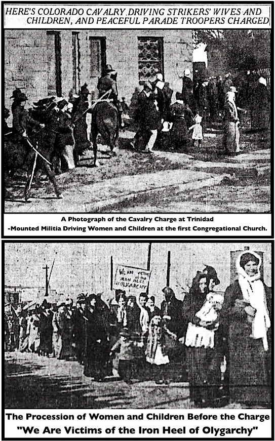 CO Cavalry Attack Strikers Wives and Children, Chase Charge, Omaha Dly Ns p1, Jan 28, 1914