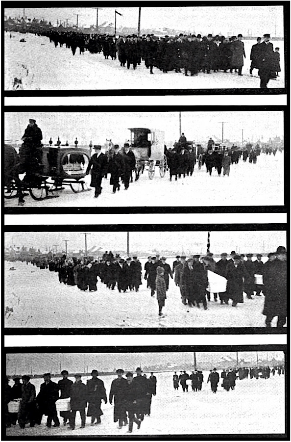 Italian Hall Massacre, Calumet MI, Photos of Funeral Procession, ISR p459, Feb 1914