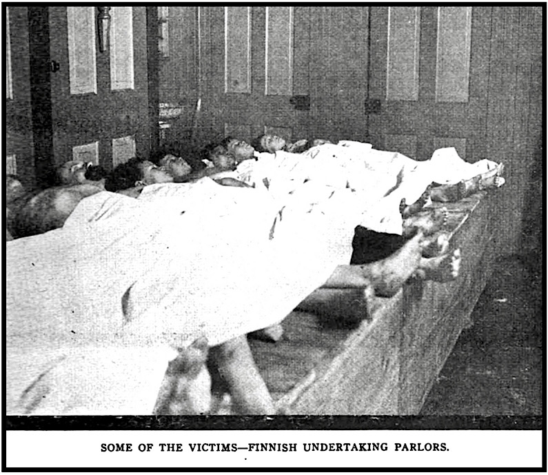 Italian Hall Calumet MI Victims at Finnish Undertaking Parlor, ISR p455, Feb 1914