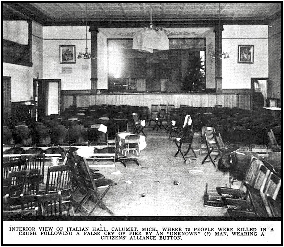 Italian Hall Calumet MI Interior View, ISR p454, Feb 1914