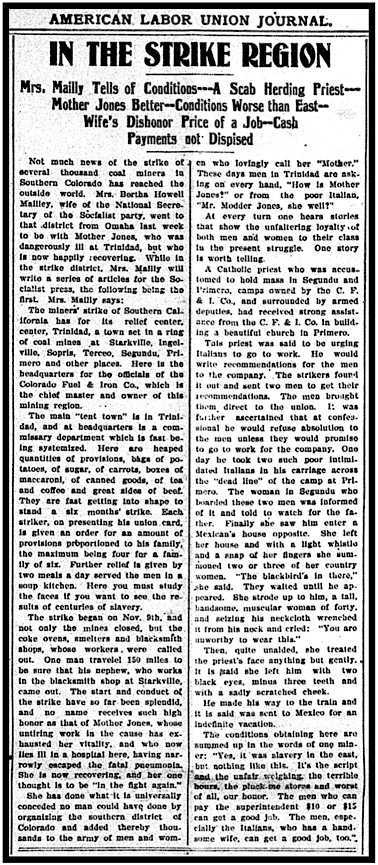 Colorado Strike News, Mother Jones Better, ALUJ p3, Jan 28, 1904