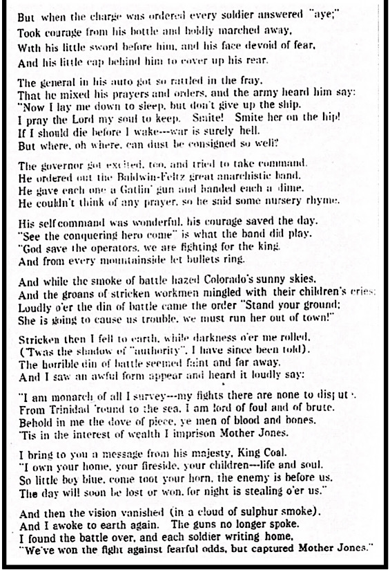 Poem Capture of Mother Jones by WA Pease 2, Sc Lbr Str p1, Feb 13, 1914