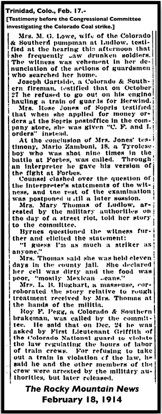 Feb 17 Trinidad CO Testimony bf House Com, RMN p12, Feb 18, 1914