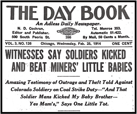 CO House Com Testimony re Brutal Soldiers, Day Book p1, Feb 25, 1914