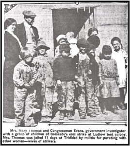 Mary Thomas n Rep Evans w Children at Ludlow CO, Day Book p2, Feb 25, 1914