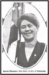 Annie Clemenc with Flag, Day Book p7, Feb 28, 1914