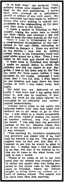 Statement of Mother Jones in Denver af Deportation fr Trinidad, DP p4, Mar 16, 1914