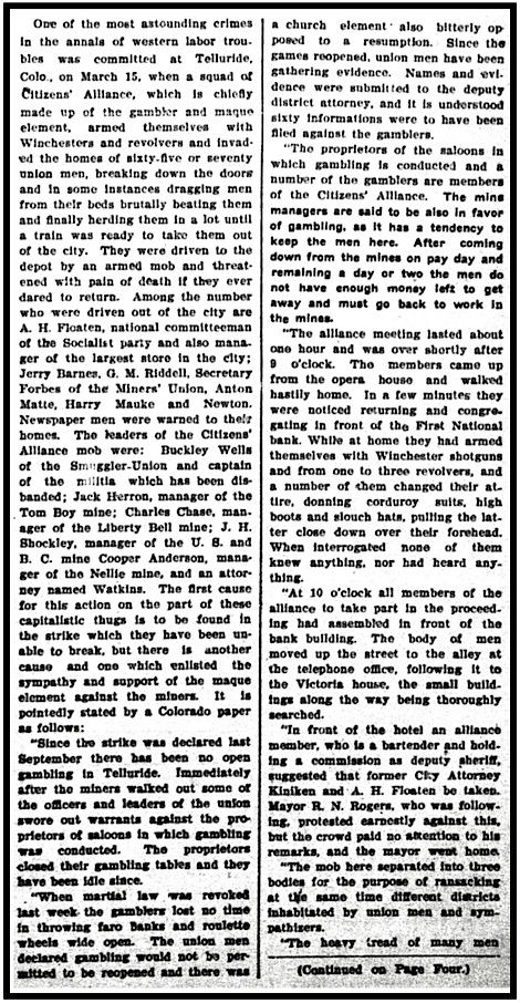 Telluride CO Deportations, ALUJ p1, Mar 24, 1904