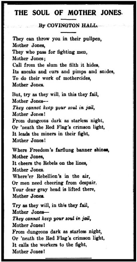 Poem Soul of Mother Jones by C Hall, Vc of Ppl p1, Mar 26, 1914