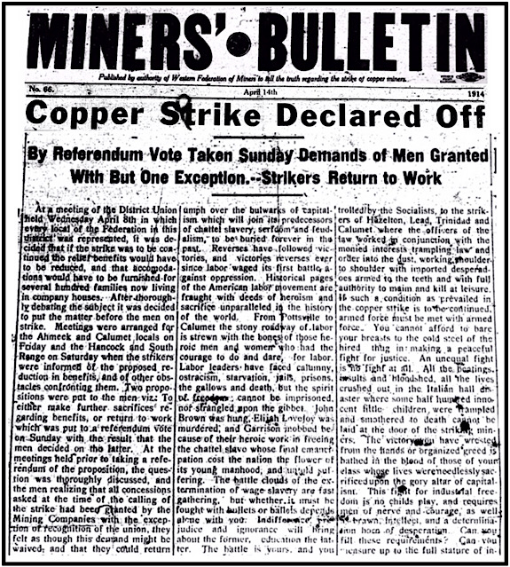 MI Copper Strike Off, Mnrs Bltn p1, Apr 14, 1914