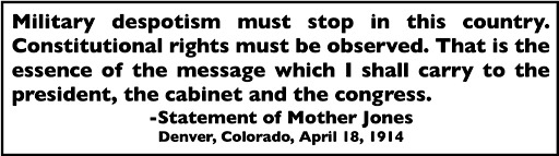 Quote Mother Jones Statement Apr 18 at Denver CO bf to WDC, RMN p5, Apr 19, 1914