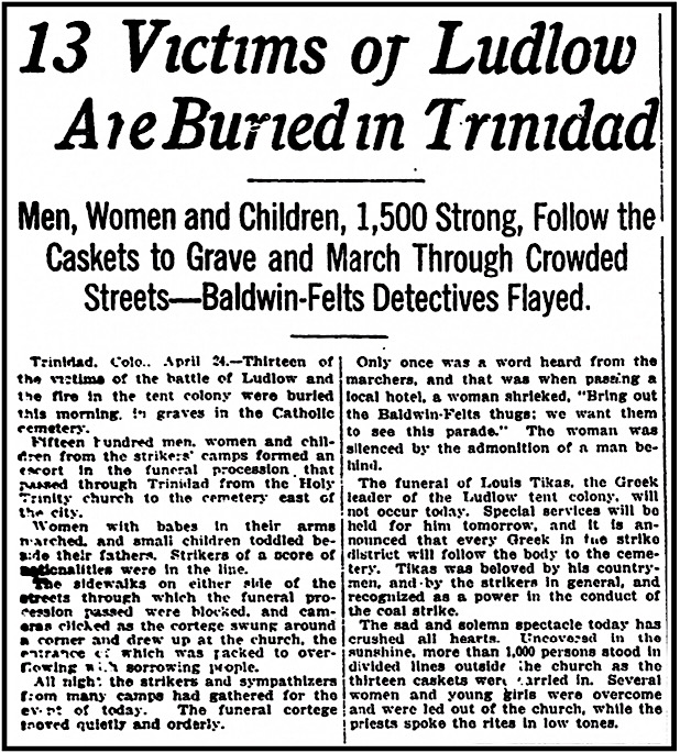 Ludlow Victims Women n Children Buried, DP p17, Apr 24, 1914