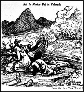 Ludlow Massacre Not in Mexico But in CO by Rollin Kirby, AtR p2, May 9, 1914