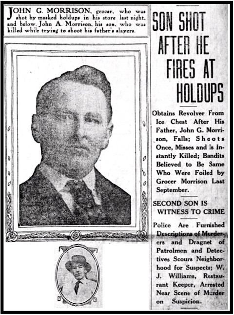 John G. Morrison and son murdered Jan 10th Salt Lake City UT, SL Tb 1, Jan 11, 1914