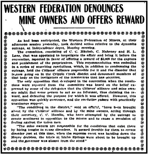 WFM Conv re Independence Depot Explosion, RMN p3, June 8, 1904