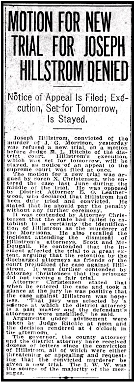 HdLn Hillstrom Joe Hill, New Trial Denied, SL Hld p12, Sept 2, 1914