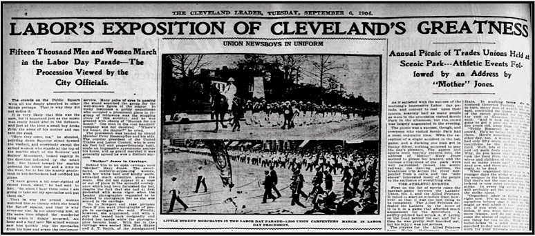 Mother Jones Speaks Cleveland Labor Day, Clv Ldr p4, Sept 6, 1904