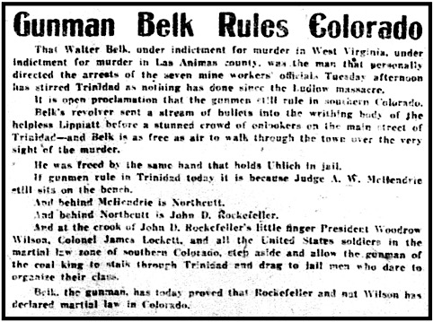 HdLn Gunthug Belk Rules Ludlow CO, AtR p2, Sept 12, 1914