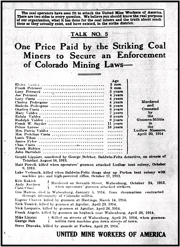 Martyrs of Colorado Coalfield Strike, ULB p7, Sept 12, 1914