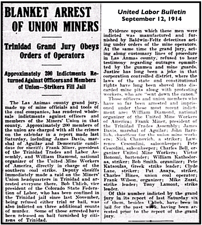 HdLn Blanket Arrest of Union Miners Trinidad CO, ULB p5, Sept 12, 1914