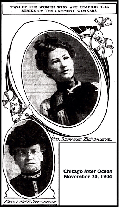 Miss Becker and Miss Steghagen Lead Garment Workers Strike, Chg Inter Ocn p5, Nov 20, 1904