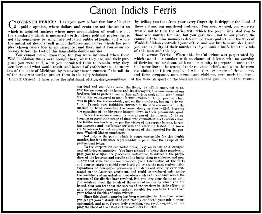 Cannon v MI Gov Ferris, Mnrs Mag p9, Sept 4, 1913