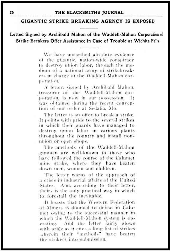 Waddell Gunthugs Exposed, Blacksmith Jr p26, Nov 1913